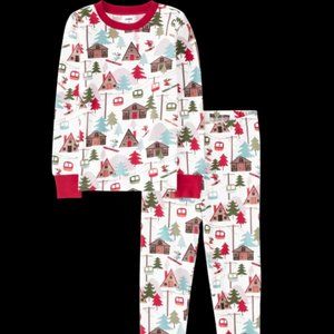 Gymboree Unisex Ski Lodge Cotton 2-Piece Pajamas - Gymmies - White